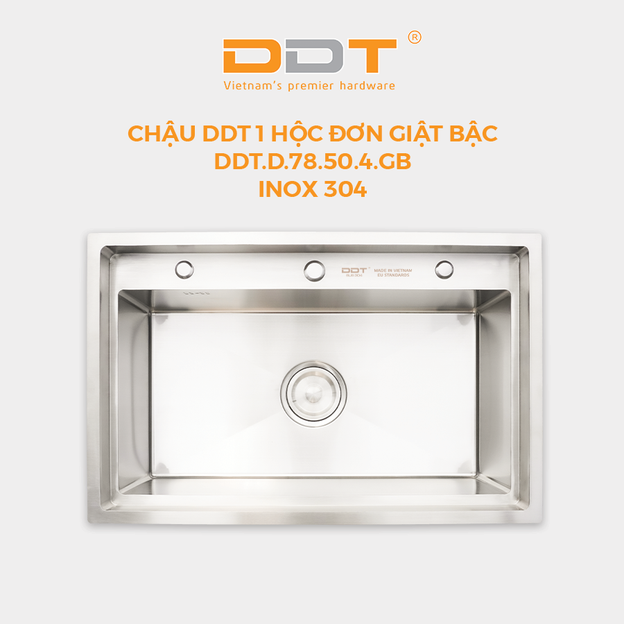 Chậu 1 hộc đơn giật bậc DDT.D.78.50.4.GB