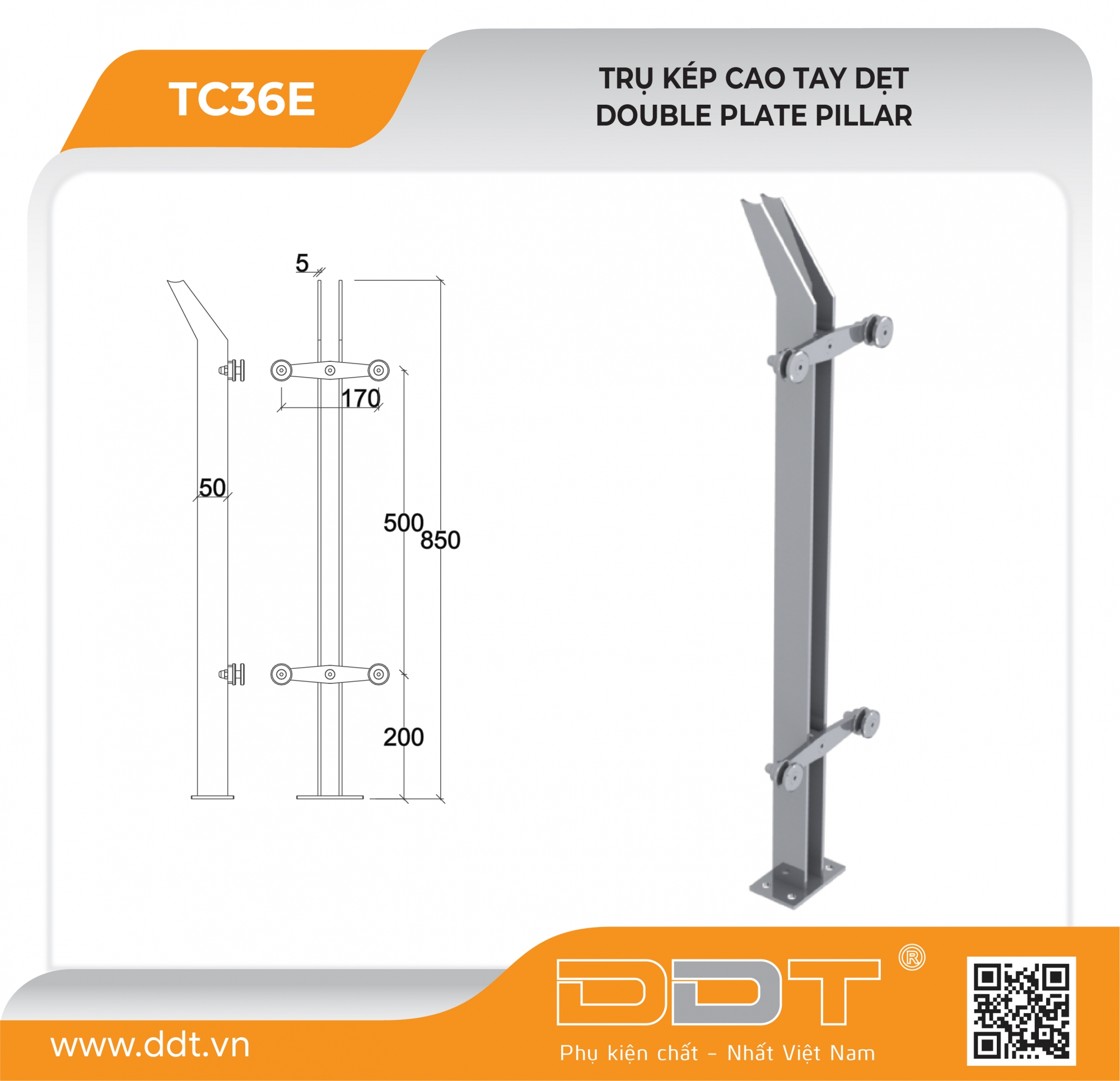 Trụ kép cao tay dẹp – TC36/E